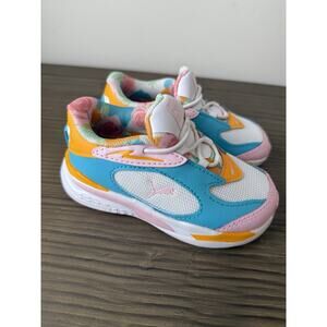 Puma RS-Fast Flower Aura Sneaker White Pink Blue Girls Sz 7 7C NEW